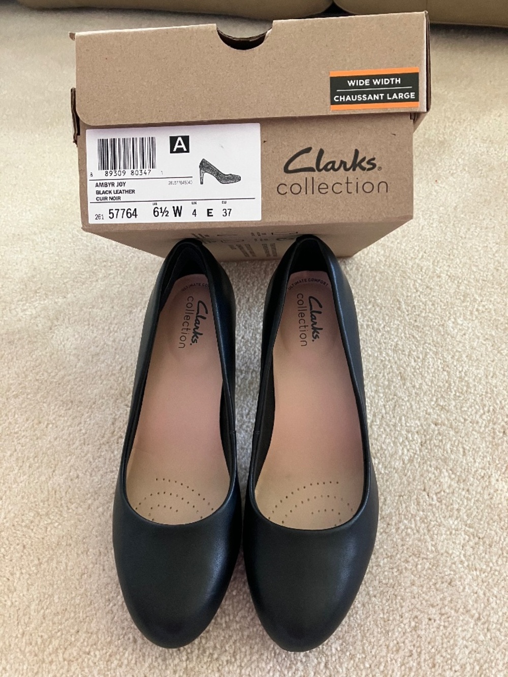 Clark’s Ambyr Joy black leather pumps